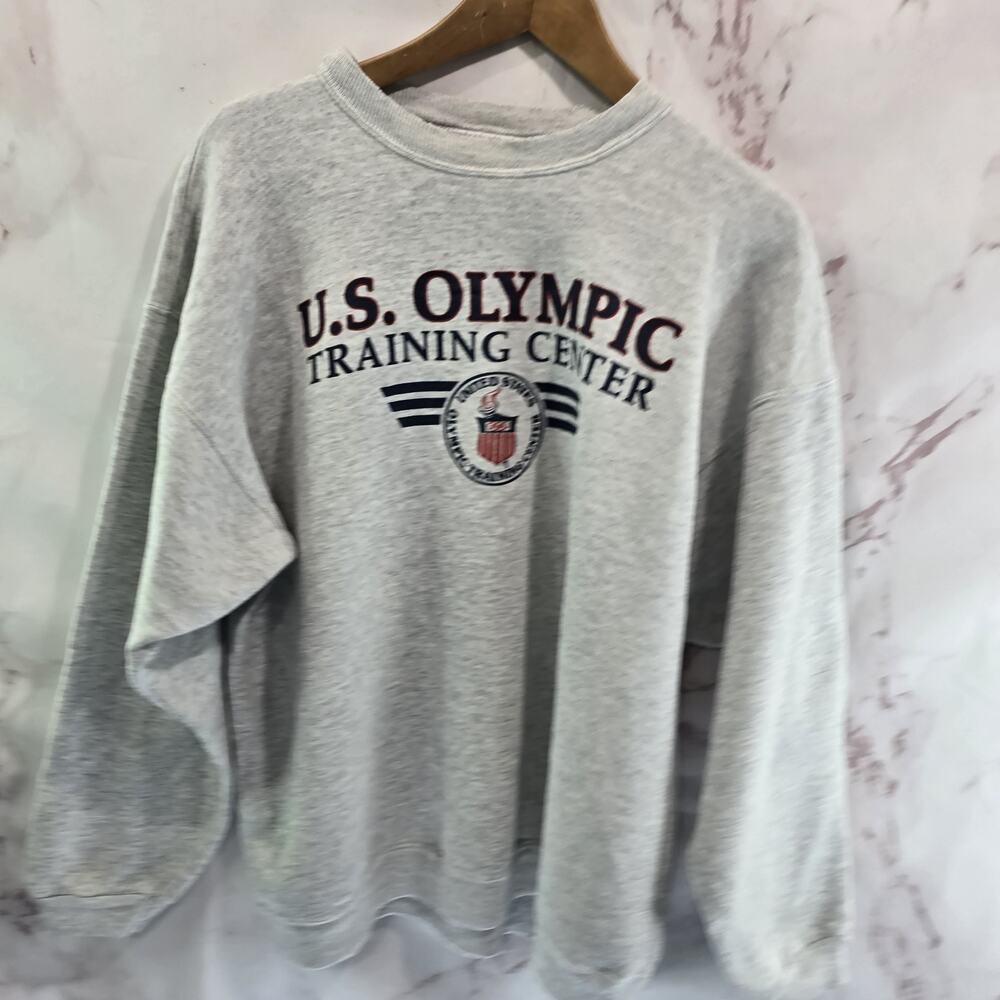 Vintage Olympics Sweatshirt Mens XL 90s Gray Pullover Training Center